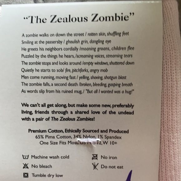 NWT SoxFords Men’s/Woman’s Socks “The Zealous Zombie” SZ 8-12 - Picture 4 of 6